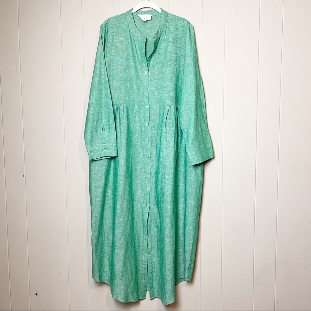 Tuckernuck Seafoam Green Linen Button-Front Maxi Dress - Picture 3 of 15